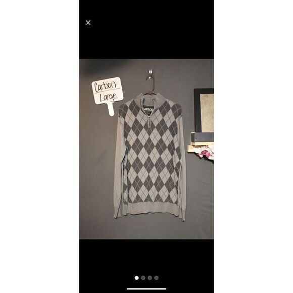 Carbon quarter zip argyle sweater large - Picture 1 of 4